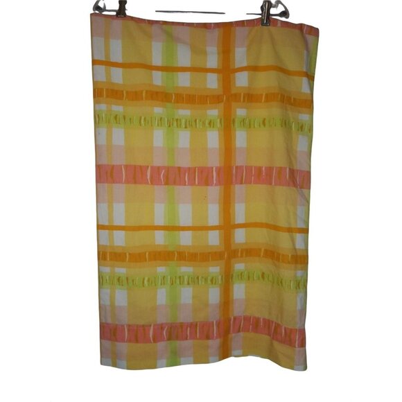 Vintage Yellow Green Orange Pink Checked/Plaid Standard Pillowcase - Picture 1 of 6